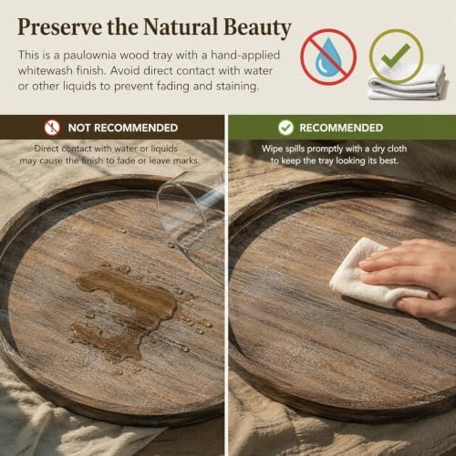 Hanobe Wood Decorative Ottoman Tray for Living Room with Handles, 22" - Image 6