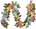 DecorbyHannah 6ft Fall Garland for Mantle with Lights & Pumpkin Hydrangea by DecorbyHannah