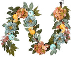 DecorbyHannah 6ft Fall Garland for Mantle with Lights & Pumpkin Hydrangea by DecorbyHannah