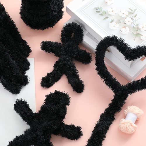 Teenyyou 24 Pcs 30mm x 39.37 Inch Extra Thick Jumbo Pipe Cleaners Bulk DIY Valentine's Day Giant Fur Fluffy Pipe Cleaners Chenille Stems Craft Supplies for Gifts DIY Project(Black) - Image 4