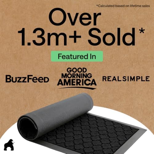 GORILLA GRIP WeatherMAX Door Mat, Indoor Outdoor, 47x35, Black Quatrefoil - Image 4