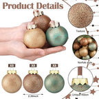 24 Pcs Neutral Christmas Ornament 2.36'' Textured Tree Decor,Aged - Image 3