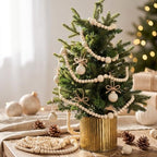 Bucherry 4 Pcs Christmas Wood Bead Garland 28.8 Feet, Natural - Image 3