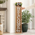 Vertical Wooden Welcome Sign for Front Porch Standing 45x9 Inch Large Wood Frame Outdoor Welcome Sign for Farmhouse Rustic Home Modern Outside Front Door Vertical Decorations(Brown) - Image 5