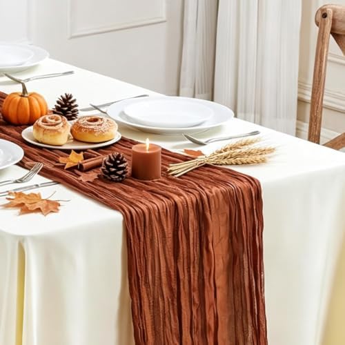 AGIRL 12 Pack Terracotta Cheesecloth Table Runner 10FT Fall Boho Home Decor - Image 6