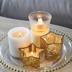 Letine 10pcs Gold Ribbed Candle Cups – Assorted Height Tea Light & Votive Candle Holders for Diwali, Wedding, Table Centerpiece, Fall & Holiday Decor – Lucky Star Jar (Tall 2.44", Short 1.57") - Image 3