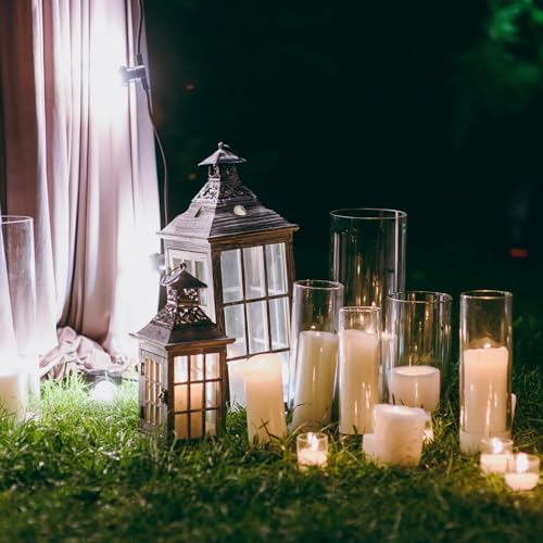 Shihanee 6 Glass Cylinder Vase Pillar Candle,White,Set of 12 - Image 5
