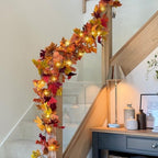 CQURE 14 Pack Fall Leaf Garland with Lights, Fall Vines Autumn Garland LED Lights Artificial Maple Fall Leaves Thanksgiving Decor for Home Wedding Fireplace Party - Image 3