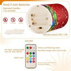 ALAZA Christmas Tree Decoration and Snowflakes Red Flickering Flameless Candles Battery Operated with Remote Timer,Tea Light Candles LED Pillar Votive Candles Set of 2 for Outdoor Indoor Decorations - Image 4