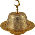Ramadan Serving Dish Metal Ramadan Tray with Lid Eid Mubarak Plate Gold Candy Bowl for Wedding Home Party Desk Decoration by Unknown
