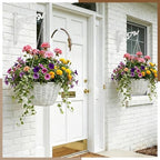 Landhoow 2 Pcs 15.6" Cast Iron Hanging Outdoor Wall Hanger, White - Image 4