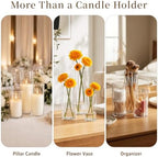 White Pillar Candles and Hurricane Glass Candle Holders, 24 PCS - Image 6