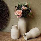 Ceramic Vases for Home Decor - Matte White Textured Vase Set of 3, Decorative Vases for Flowers, Pampas Grass Arrangement, Table Centerpieces, Office and Living Room Boho Decor - Image 2