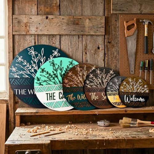 Personalized 16'' Welcome Sign for Front Door Decor,3D Custom Last Name Sign for Front Door,Modern Farmhouse Wood Round Wreath,Custom Name Housewarming,Wedding & Engagement Gifts for New Home - Image 5