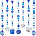 Hanukkah Swirl Decorations, Circle Designs, Includes 12 Swirls with Foil Hanukkah Cutouts 24" and Swirls Alone Hang 18" (12-Pack) by TheDreidelCompany