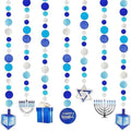 Hanukkah Swirl Decorations, Circle Designs, Includes 12 Swirls with Foil Hanukkah Cutouts 24" and Swirls Alone Hang 18" (8-Pack) by TheDreidelCompany