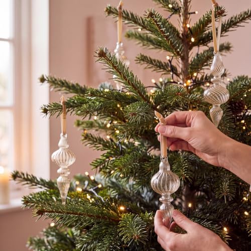 12 Pcs Vintage Glass Finial Christmas Ornaments, Light Brown - Image 3