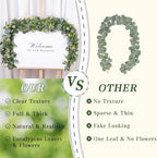 4 Pack Artificial Eucalyptus Garland with White Flowers,5.9FT Greenery Garland Fake Vines Hanging Green Garlands for Table Centerpieces Outdoor Festival Wedding Backdrop Arch Wall Decor - Image 4