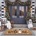 Tinideya 2 Pcs Large Winter Layered Doormat Snowman Front Door Mat by Tinideya