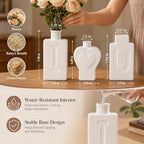 TBWIND 3 Pack White Heart Ceramic Vases, I Love U Home Decor - Image 2