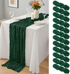 12 Pack Dark Green Cheesecloth Table Runner 10Ft, Christmas Table Runner 21.5 X 120 inch, Semi Sheer Cheese Cloth Fabric Boho Table Runner Bulk for Christmas Decorations,Bridal Shower,Wedding by Yemosa
