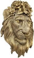 GUSFREUD Gold Animal Heads Sculptures Wall Art - Resin Faux Lion for Home Wall Decor, Lion Wall Hanging Decoration for Living Room, Bedroom & Kitchen, Unique Gift Idea by GUSFREUD