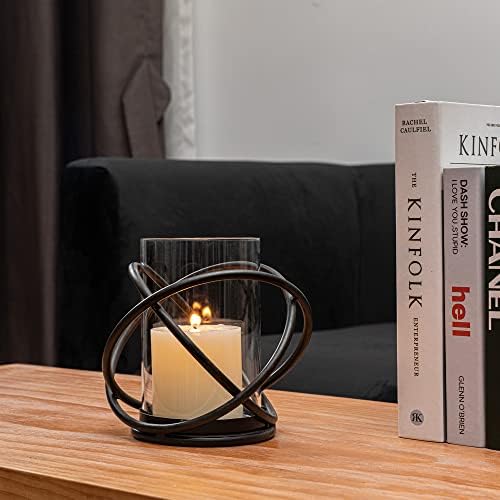 Hurricane Glass Pillar Candle Holder Craftsmanship with Removable Glass for Halloween, Christmas, Thanksgiving, New Year, Wedding Party Anniversary Home Decor (Black) - Image 5