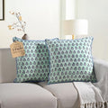 CPC Poppy Blue Block Print Throw Pillow Covers 20x20 Inch, Set of 2 by COTTONPRINTCLUB