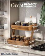 2-Tier Acacia Wood Fruit Stand for Kitchen Countertop Storage - Image 4
