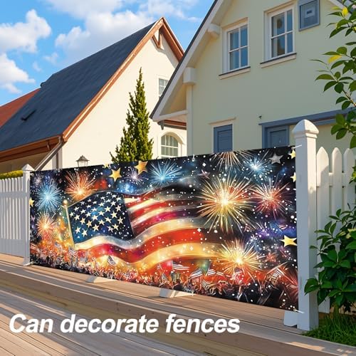 ANNA QUEEN Garage Door Banner 6x13FT, Large Patriotic Garage Door Cover with Flag & Fireworks Outdoor, Garage Decoration for Parties Home Decor - Image 5