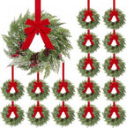 Barydat 18 Pcs 15" Mini Christmas Wreaths for Kitchen Cabinet with Long Bow by home