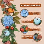 Montekin 6ft Fall Hydrangea Garland with Blue Pumpkins - Image 3
