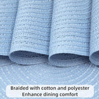 SHACOS Round Braided Placemats Set of 8 Washable 15 inch Round Non Slip Table Place Mats for Dining Tables Wedding Party Decor (Light Blue, 8) - Image 4