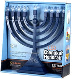 Zion Judaica Electric Hanukkah Menorah LED USB Powered Menorah Electronic Hanukkiah Battery Minorah Flamless Chanukah Candles (Blue, 2) - Image 6