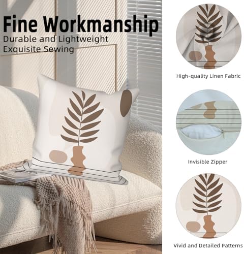 Abstract Bohemian Pillow Covers 26"x26" Set of 4, Modern Aesthetic Plant Leaves Pillow Cases for Sofa Chair Couch Bed Office Garden Patio Farmhouse Indoor Outdoor Decorative - Image 7