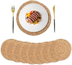 Round Woven Placemats Set of 8, 12 Inch Boho Farmhouse Rattan Placemats Rustic Braided Wicker Table Place Mats Chargers for Dinner Plates by LynnersonHome