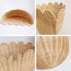 Large Scalloped Woven Rattan Wall Basket Set of 2, Hand Woven Wicker - Image 6