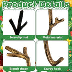 Sfcddtlg 6 Pcs Cast Iron Branch Mantle Hangers, 6 Inch Decorative Christmas Stocking Hangers with Non-Slip Pad, Brown Mantle Stocking Holder for Xmas Holiday Home Party Decoration - Image 3