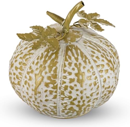 Metallic Fall Pumpkin Decor, Handcrafted Harvest Autumn Table Accent by Arborus