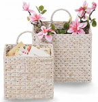 84ECO Set of 2 White Wicker Hanging Baskets by 84ECO