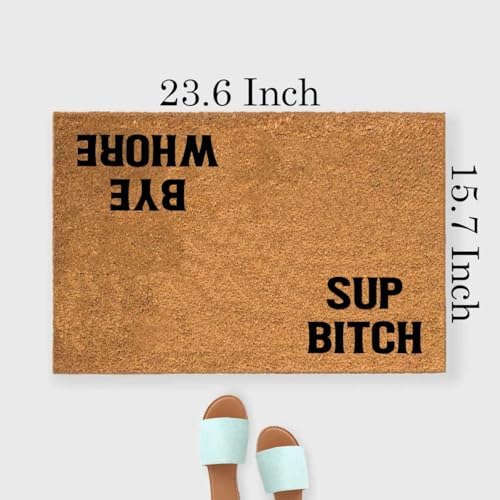 Funny Coir Doormat Sup Bitch Bye Whore Welcome Front Door Porch Decor Doormats For The Entrance Way Personalized Rugs with Heavy-Duty PVC Backing Non Slip Outdoor Mat Novelty Gift 23.6 x 15.7 inch - Image 3