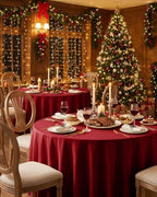 Red Round Tablecloth 120 Inch, 2-Pack Waterproof Slub Textured - Image 2
