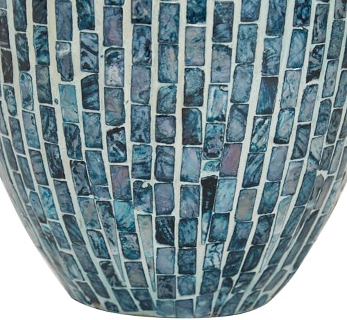 Deco 79 Mother of Pearl Shell Handmade Vase, 9" x 9" x 16", Blue - Image 2