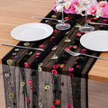 BINBE 12pcs Daisy Spring Table Runner Embroidery Gauze 10FT Florals Seasonal Tulle Holiday Birthday Kitchen Dining Table Decor for Home Party Black by BINBE