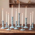 Mumufy 10 Pcs Matte Candlestick Holders, Metal Wedding Taper Candle Holders Vintage Candles Stand Set, Candle Stick Decor for Mantel Table Centerpiece Wedding Dining Table Decor Mantelpiece (Blue) by Mumufy