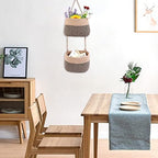 Over The Door Hanging Basket, 2 Tier Cotton Rope Woven Wall Basket, Magazine Racks Hanging Organizer, Decorative Hanging Storage Baskets for Organizing Living Room, Bathroom and Bedroom (Jute-black) - Image 4