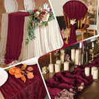14 Pack Burgundy Cheesecloth Table Runner 17x108 Inch Semi Sheer Boho Gauze Cheese Cloth Fabric Table Runners, for Wedding Party Baby Shower Birthday Home Decor Garden Farmhouse - Image 6