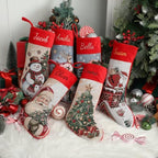 3 Pack Personalized Christmas Stockings, 18" Large Custom Embroidered Name Vintage Woven Stockings, Jacquard Reindeer, Snowman & Dog Designs, Family Holiday Fireplace Mantel Decoration for Kids Adults - Image 4