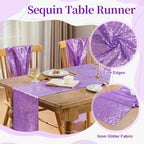 Sequin Table Runners 10 Pieces Light Purple Table Runners 12x108 Inch Glitter Dining Table Cover for Party Wedding Birthday Reception Banquet Decoration Spring Party Chair Sashes - Image 5