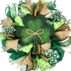 St.Patrick's Day Wreath for Front Door, 18 inch Irish St Patrick's Day Green Mesh Wreath with Clover Ribbon, Spring Wreaths for Front Door Farmhouse Wall Decor by Bibelot